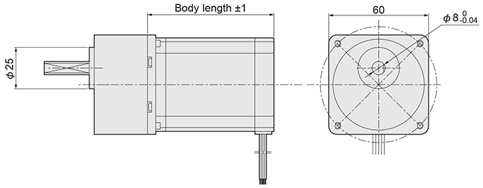 Stepping motor dimensional drawing